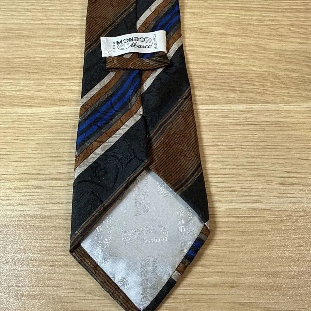 Mondo Di Marco Firenze Men's Silk Tie Abstract Geometric Striped Made In Italy